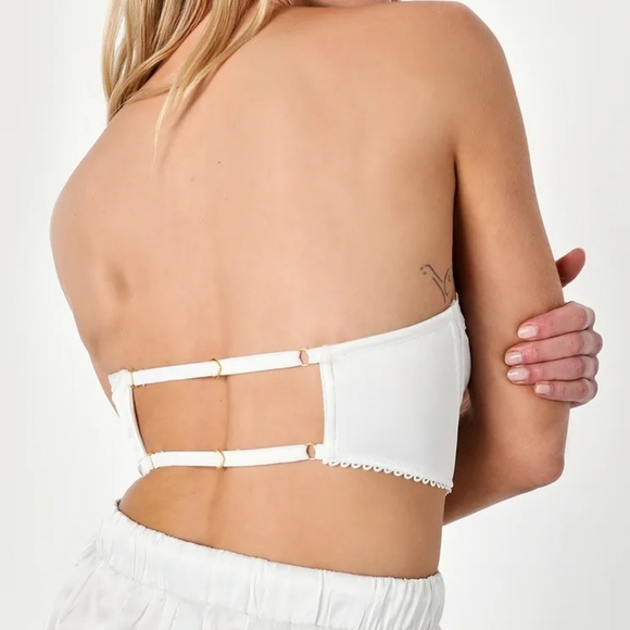 💖LOTS OF LUV LACE STRAPLESS UNDERWIRE BUSTIER BRALETTE SIZE L - Picture 7 of 10